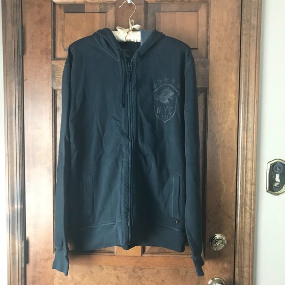 FINAL PRICE - Express Black Zip-Up Hoodie Sweatshirt XL - Picture 1 of 11